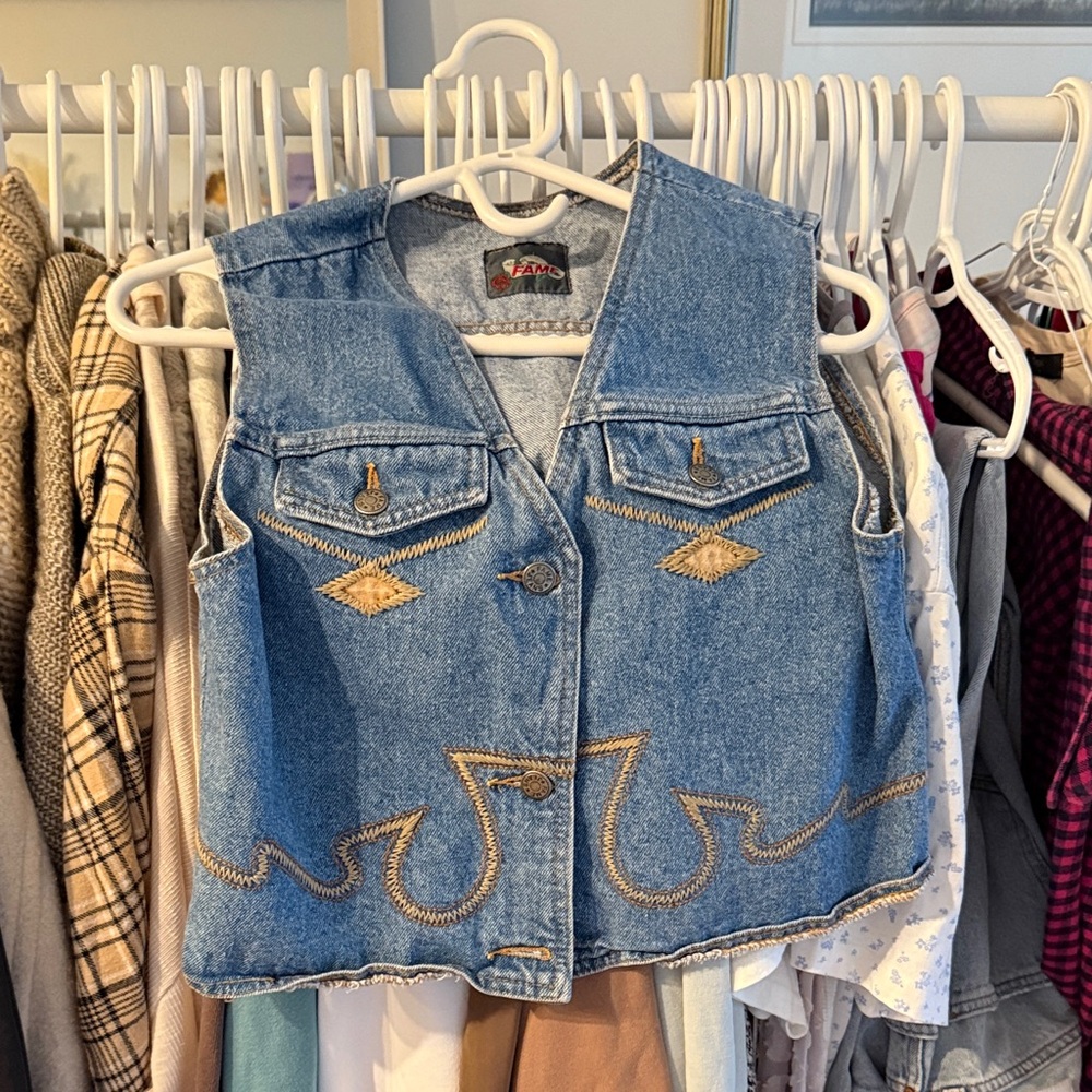 Embroidered Denim Vest